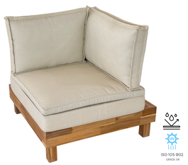 DKD Home Decor Sillón Terraza Jardín Outek 26 - Módulo Esquina Acacia con Cojines, Resistente al Agua, Marrón/Beige, 85x85x70 cm