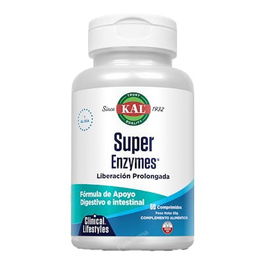 Kal Super Enzymes 60 Comprimidos - Apoyo enzimático con 11 enzimas y 7 plantas digestivas
