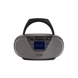 AIWA Boombox BBTU-500DAB/BK Negro - Altavoz Bluetooth 5.0 con Radio CD, MP3, USB, Jack 3.5mm, 6W RMS, Pantalla LCD
