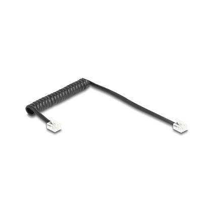 DeLOCK 90201 Cable telefónico en espiral RJ11 a RJ11 de 1 m, negro