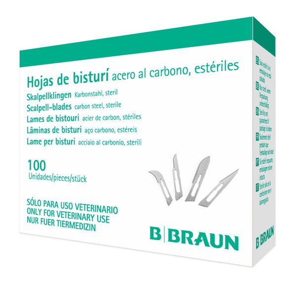 B. Braun Hojas de Bisturí Vet Nº 22, 100 unidades B. Braun Hojas de Bisturí Vet Nº 22, 100 unidades