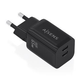 Aisens Cargador GaN 65W 2xUSB-C PD3.0 QC4.0 Carga Rápida Negro A110-1030