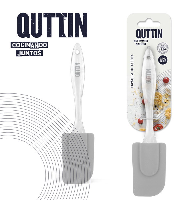 Quttin Espátula de Silicona con Mango Transparente 23 x 5 x 0.5 cm y 40 gr (36 Unidades)
