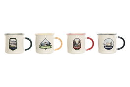 DKD Home Decor Tazas de Porcelana Montaña, Pack de 12 unidades