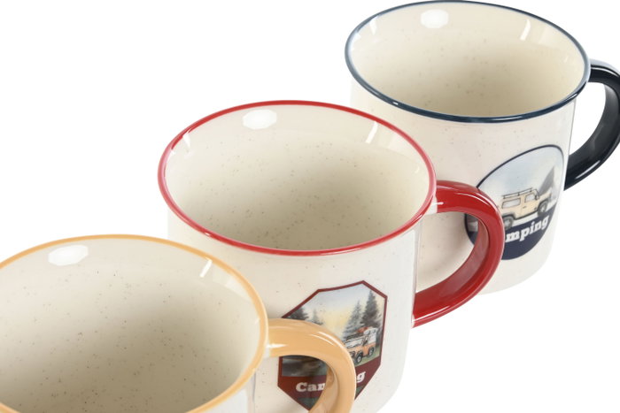 DKD Home Decor Mug Blanco Negro Porcelana 8.7 x 8 x 9.4 cm 340ml (12 Unidades) Montaña