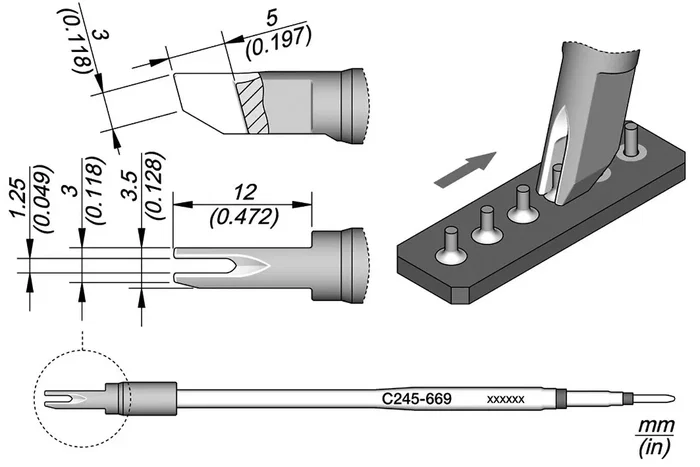 JBC TOOLS Pico especial y prolongado 1,25x3mm