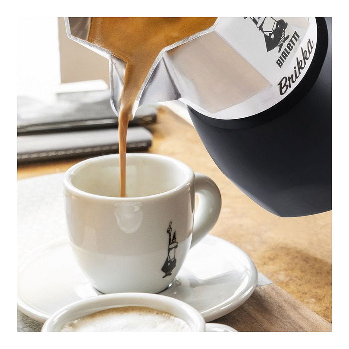 Bialetti Cafetera Italiana Brikka 2023 4 Tazas Negro Acero Inoxidable Aluminio Termoplástico