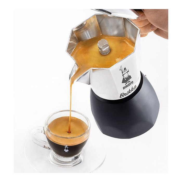Bialetti Brikka 4 Tazas Negro y Acero inoxidable