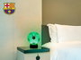 CYP BRANDS Reloj LED FC Barcelona en Forma de Balón de Fútbol con Luces RGB y Escudo, Metacrilato