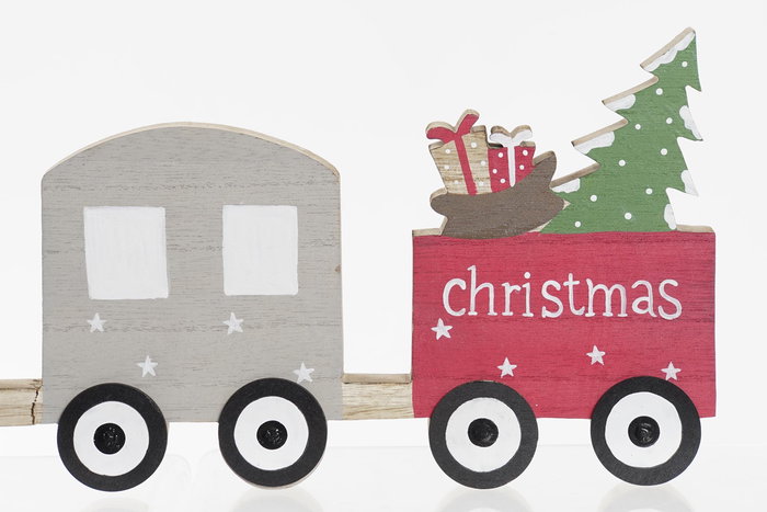 DKD Home Decor Tren Navidad Tradicional Natural Rojo 2 x 16 x 40 cm (6 Unidades)