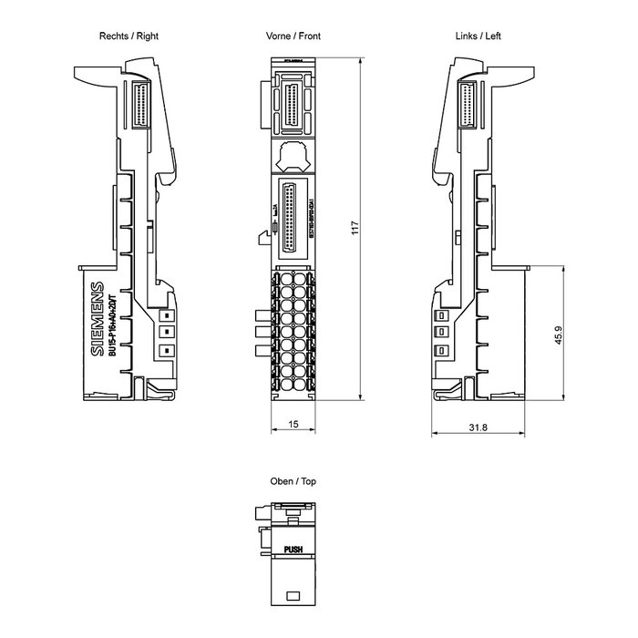Siemens SIEM SIMATIC ET 200SP 6ES7193-6BP00-0DA1 BU15-P16+A0+2D/T Siemens SIEM SIMATIC ET 200SP 6ES7193-6BP00-0DA1 BU15-P16+A0+2D/T