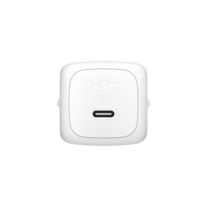 Belkin WCA013KQWH Cargador de Pared USB-C PD 45W Blanco, Carga Rápida para iPhone, iPad, MacBook Air y Dispositivos Compatibles