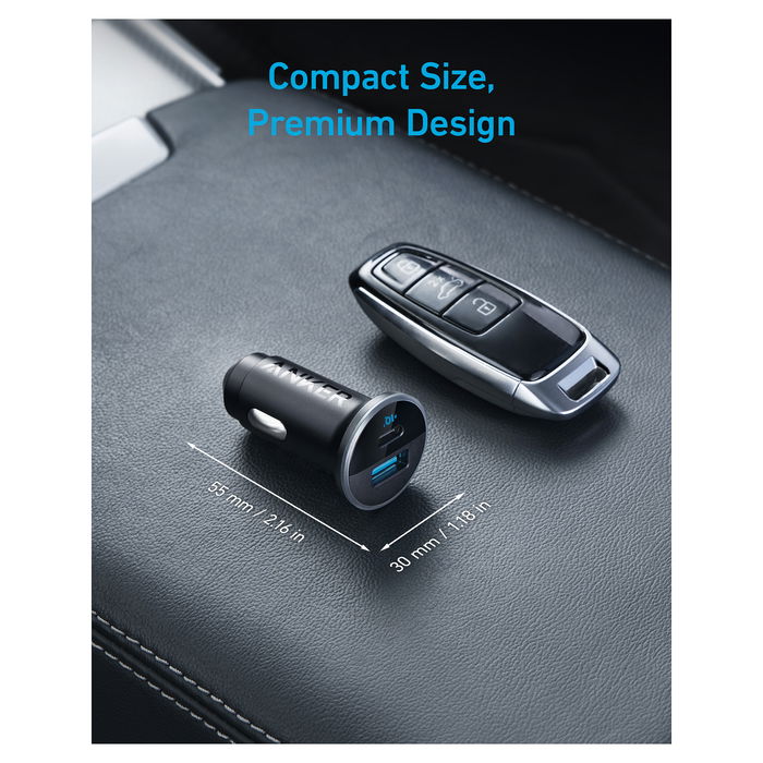 Anker Anker 323 Cargador de Coche USB-C 52.5W 3A IQ 3.0 Carga Rápida 2 Puertos
