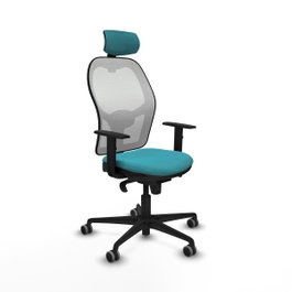 PIQUERAS Y CRESPO Silla de oficina Jorquera con mecanismo sincro, tela Turquesa y malla Blanco