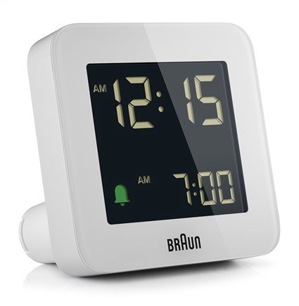 Braun BC-09-W Reloj Despertador Digital Blanco con Pantalla LCD Retroiluminada y Función Snooze