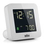 Braun BC-09-W Reloj Despertador Digital Blanco con Pantalla LCD Retroiluminada y Función Snooze