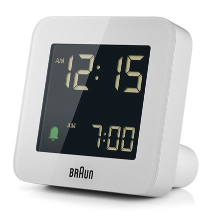 Braun BC-09-W Reloj Despertador Digital Blanco con Pantalla LCD Retroiluminada y Función Snooze