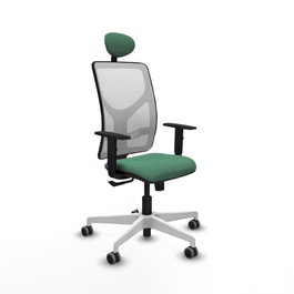 PIQUERAS Y CRESPO Silla de oficina Motilla con mecanismo Sincro, Verde esmeralda y Blanco