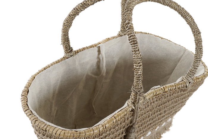 DKD Home Decor Bolso de Seagrass y Yute con Conchas
