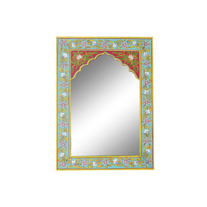 DKD Home Decor Espejo de Pared Floral Multicolor Pintado a Mano