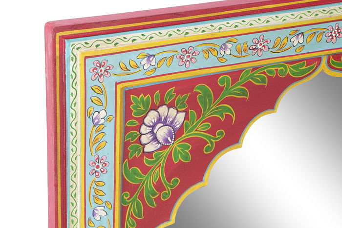 DKD Home Decor Espejo Folk Multicolor Pintado a Mano Estilo Indio 56 x 41 x 2 cm