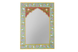 DKD Home Decor Espejo Folk Multicolor Pintado a Mano Estilo Indio 56 x 41 x 2 cm