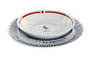 DKD Home Decor Vajilla Blue Red Bird de 18 piezas en Porcelana Azul, Rojo y Blanco