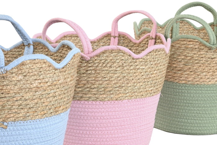 DKD Home Decor Cesta Seagrass Algodón 35x35x28 Surtido de 3 unidades DKD Home Decor Cesta Seagrass Algodón 35x35x28 Surtido de 3 unidades