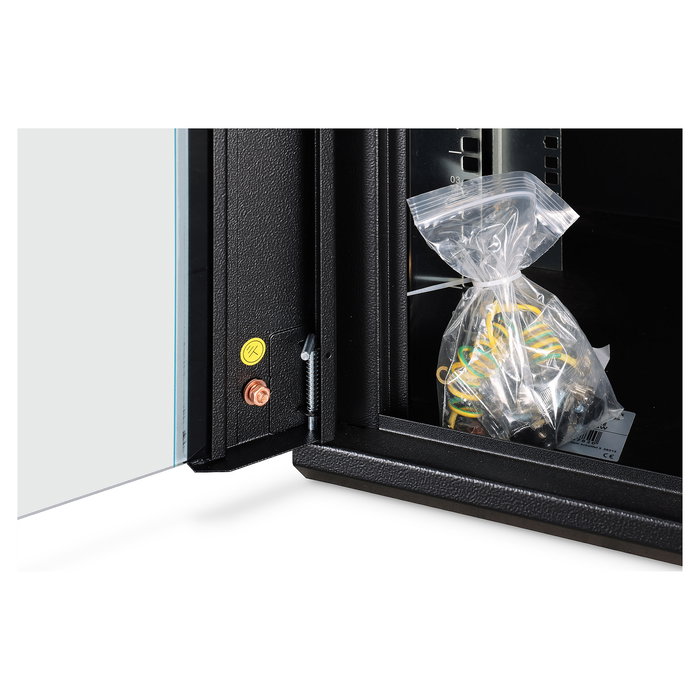 Digitus Dynamic-N Serie 12U Caja Mural de Rack - Armario de pared 600 x 450 mm (ancho x fondo), sin montar, Negro, Acero/Vidrio