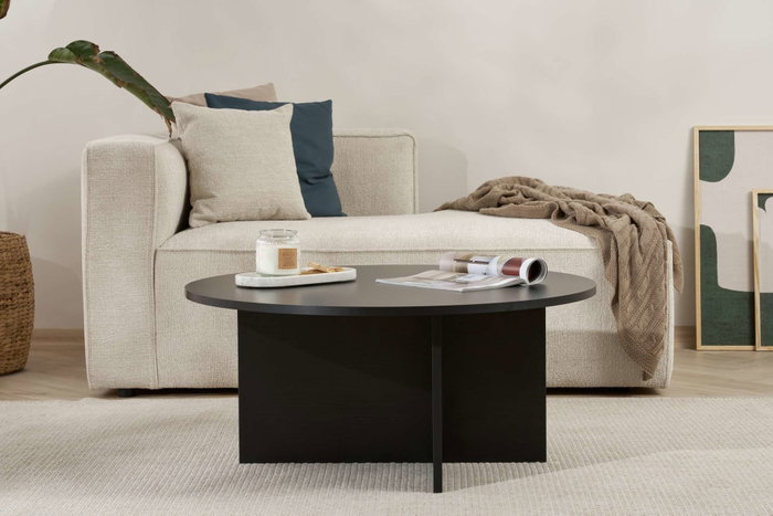 Hanah Home Soleil - Mesa de Café de Madera Negra, Tablero de Melamina, 90x90x40 cm Hanah Home Soleil - Mesa de Café de Madera Negra, Tablero de Melamina, 90x90x40 cm