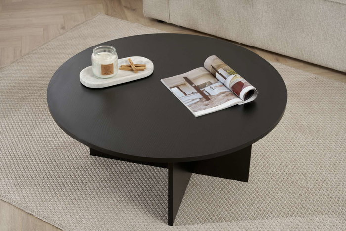 Hanah Home Soleil - Mesa de Café de Madera Negra, Tablero de Melamina, 90x90x40 cm Hanah Home Soleil - Mesa de Café de Madera Negra, Tablero de Melamina, 90x90x40 cm