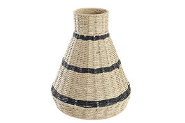 DKD Home Decor Pantalla Colonial Natural Negro Fibra Metal 35 x 41 x 35 cm (4 Unidades)