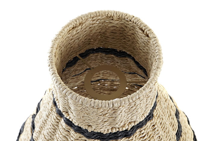 DKD Home Decor Pantalla Colonial Natural Negro Fibra Metal 35 x 41 x 35 cm (4 Unidades)