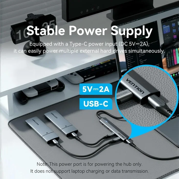 Vention Hub USB 3.2 Gen 2 5 en 1 CKYHB con 4x USB-C y 1x USB-C PD