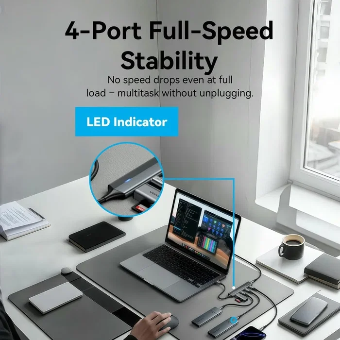 Vention Hub USB 3.2 Gen 2 5 en 1 CKYHB con 4x USB-C y 1x USB-C PD