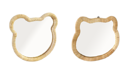 DKD Home Decor Espejo de Ratán y Cristal Gato u Oso Surtido (Pack de 2)