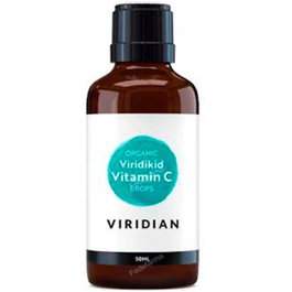 Viridian Vitamina C Orgánica Gotas 50ml para Niños, Ajo de Fruta, Soporte Inmunológico, Sin Gluten