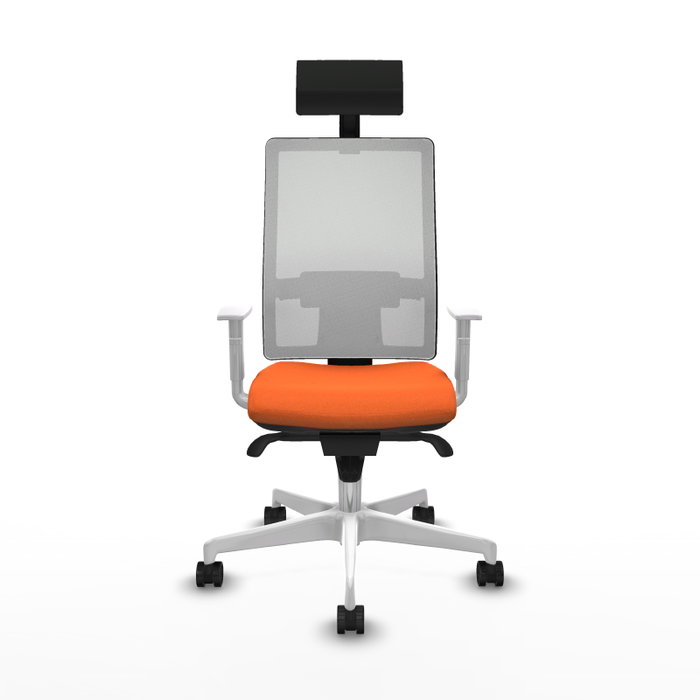 PIQUERAS Y CRESPO Silla de oficina Horna con mecanismo Sincro, Tela Naranja y Malla Blanca PIQUERAS Y CRESPO Silla de oficina Horna con mecanismo Sincro, Tela Naranja y Malla Blanca