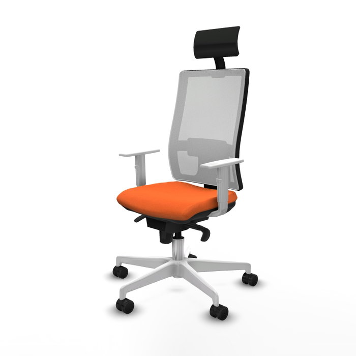 PIQUERAS Y CRESPO Silla de oficina Horna con mecanismo Sincro, Tela Naranja y Malla Blanca PIQUERAS Y CRESPO Silla de oficina Horna con mecanismo Sincro, Tela Naranja y Malla Blanca