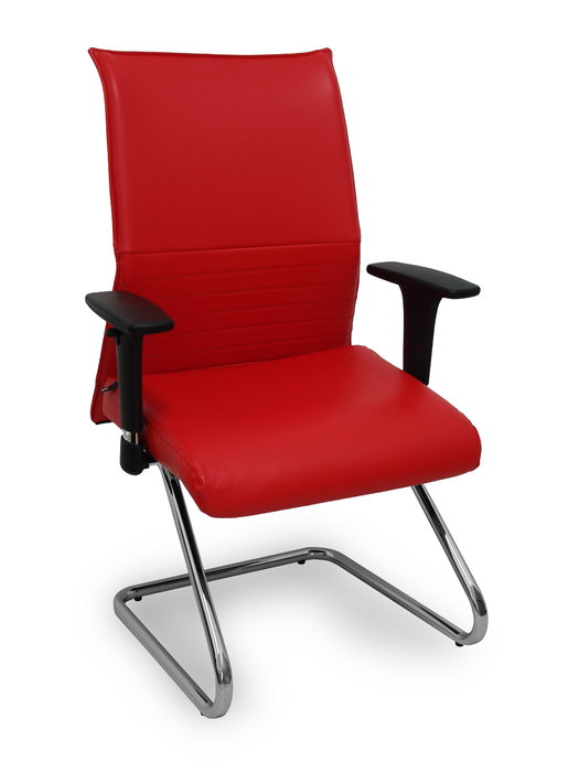 Silla Albacete confidente tapizada con Similpiel color Rojo. Brazos 1D y No aplica Silla Albacete confidente tapizada con Similpiel color Rojo. Brazos 1D y No aplica