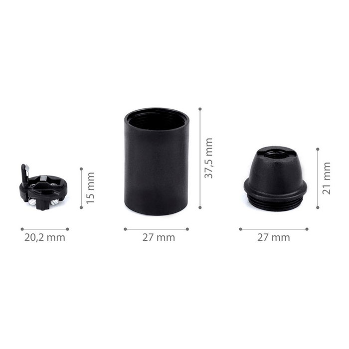 Arditi Portalámparas Termoplástico Liso E14 Negro Ø27 x 53 mm