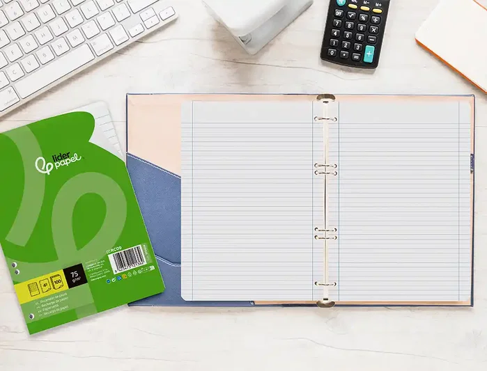 Liderpapel Recambio DIN A5 100 hojas 75 gr horizontal con margen y 6 taladros Liderpapel Recambio DIN A5 100 hojas 75 gr horizontal con margen y 6 taladros