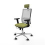 PIQUERAS Y CRESPO Silla de oficina Horna con mecanismo Sincro/Traslack Verde oliva y Blanco