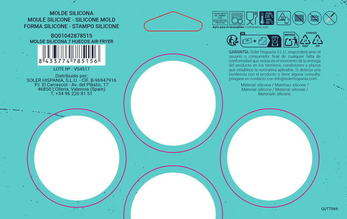 Quttin Molde Silicona 7 Huecos Air Fryer 18 x 5 cm (24 Unidades)