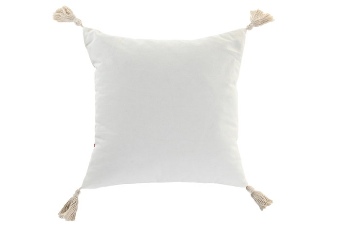 DKD Home Decor Cojín de Poliéster con Aplicaciones Blanco (Pack de 2)