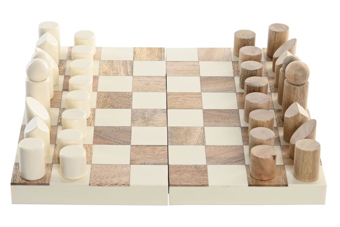DKD Home Decor Set de Ajedrez de Resina y Madera 30,5x30,5x3 cm