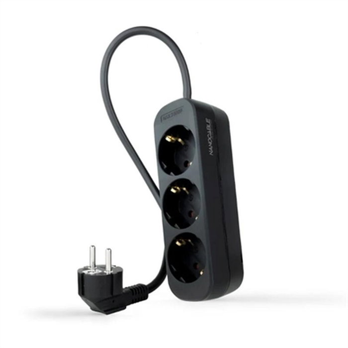 Nanocable Regleta de 3 Tomas con Cable de 1,4 m, Negra