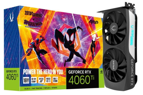 Vga Zotac Rtx 4060 Ti 16Gb Amp Spiderman Edition,Nv,Rtx4060Ti,Gddr6,16Gb,128Bit,Hdmi+3Dp,2 Ventiladores (ZT-D40620F-10SMP)
