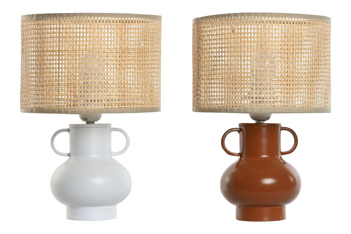 DKD Home Decor Lámpara Sobremesa Moderno Blanco Terracota 22 x 33 x 22 cm (2 Unidades)