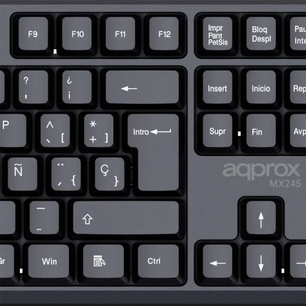 Approx APPMX245 Kit Teclado y Ratón USB Compacto, Teclado QWERTY Español 105 Teclas y Ratón Óptico 1000 DPI, Negro, Cable 1.45 m, Plug & Play, Compatible con Windows/Mac/Linux